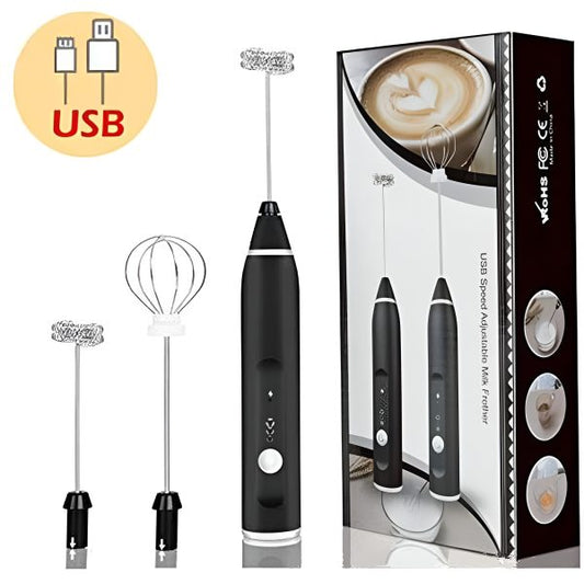 Shaban Store™ Handheld Electric Milk Frother Whisk Egg Beater Usb Rechargeable Coffee Blender Mixer Foamer Food Blender (random Color)