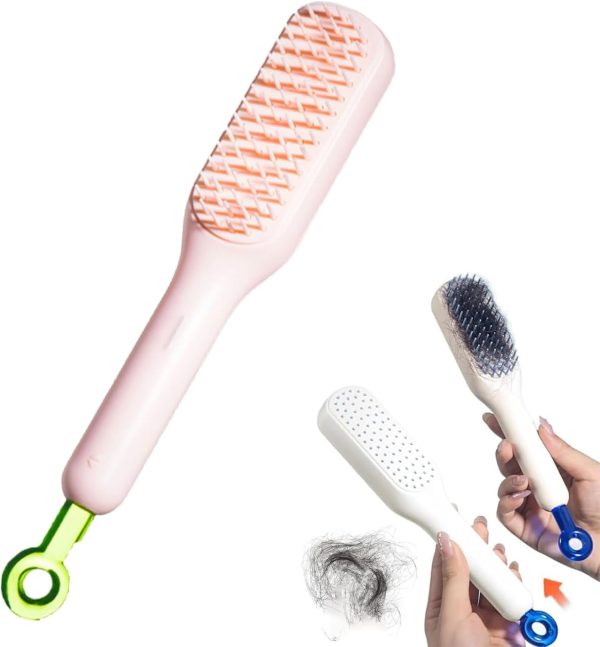 Shaban Store™ Self Cleaning Hair Brush, One-click Cleaning Telescopic Hair Comb – With Box (random Color)